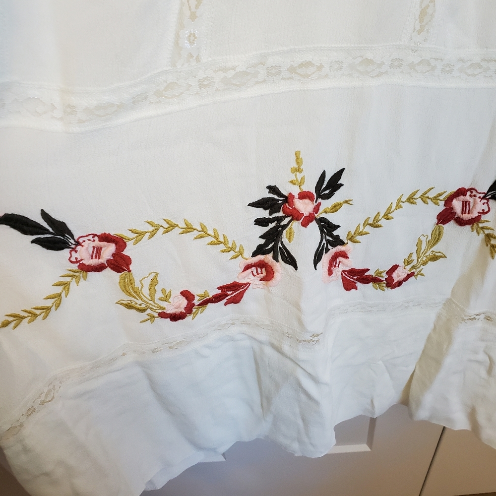 Nanette Lepore Palomino Bella Donna Embroidered Lace Trim Midi Sundress - Picture 15 of 15